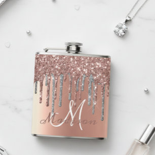 Monogram Rosa Guld Glitterdroppar Flickaktig Glans Fickplunta