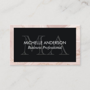 Monogram Rosa Guld Marble Visitkort