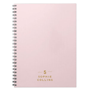 Monogram Rosa Guld Minimalistisk Elegant Namn Anteckningsbok