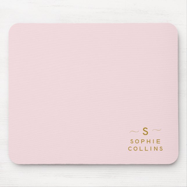 Monogram  Rosa Guld Minimalistisk Elegant Namn Musmatta (Framsidan)