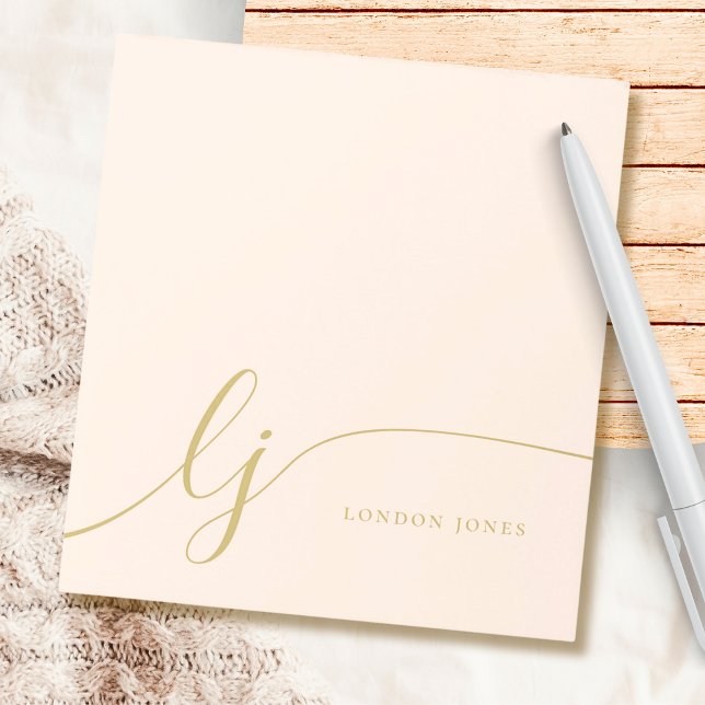 Monogram  Rosa Guld Modern Minimal kvinnlig honina Anteckningsblock (Skapare uppladdad)