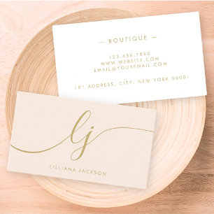 Monogram Rosa Guld Modern Minimalistisk Elegant i Visitkort