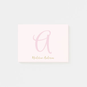 Monogram Rosa Guld Modern minimalistisk Post-it Block