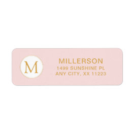 Monogram  rosa guld returadress returadress etikett