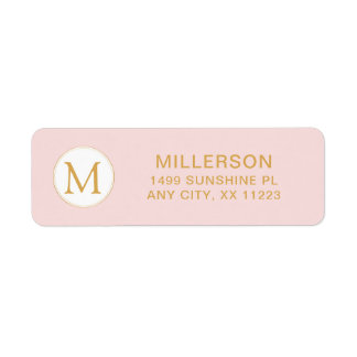 Monogram rosa guld returadress returadress etikett
