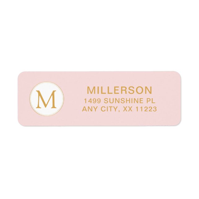 Monogram  rosa guld returadress returadress etikett (Framsidan)