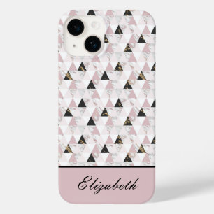 Monogram Rosa Guld Svart Vit Marmor Geometrisk