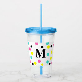 Monogram Rosa Gult Blue Polka dots Take Away Mugg