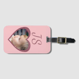 Monogram Rosa Hearts Anpassningsbar Kids Photo Bagagebricka