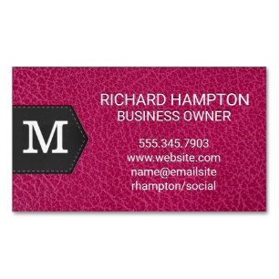 Monogram Rosa Läder och patch Magnetiska Visitkort