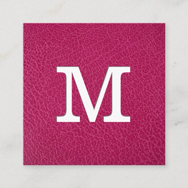 Monogram | Rosa Leather Struktur Fyrkantigt Visitkort (Framsida)