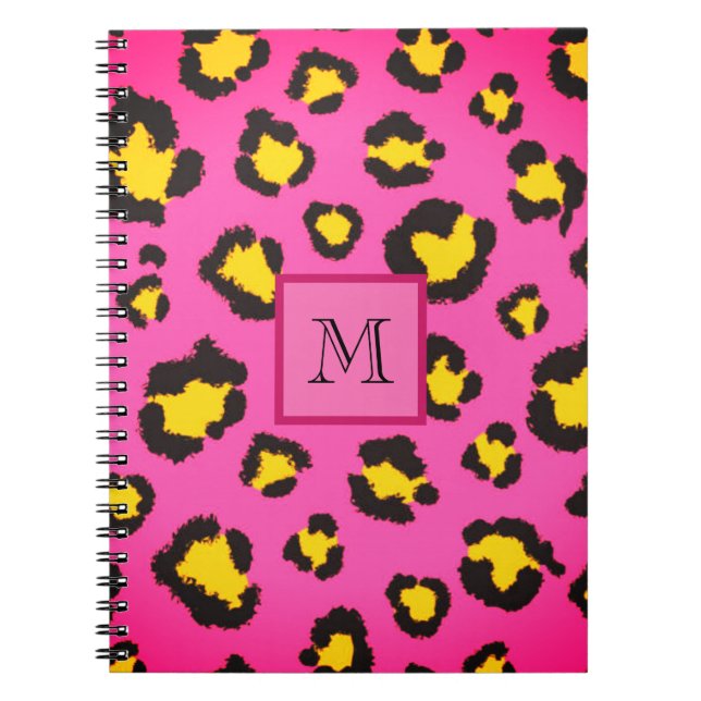 Monogram Rosa Leopard Print Animal Cheetah Initial Anteckningsbok (Framsidan)