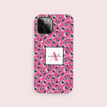 Monogram Rosa Leopard Skriv ut Mönster Personlig