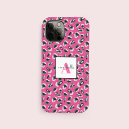 Monogram Rosa Leopard Skriv ut Mönster Personlig