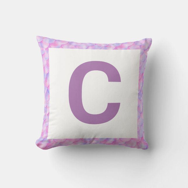 MONOGRAM ROSA LILA SJÖJUNGFRU TRIM Kudd Bolster Kudde (Framsida)