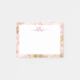 Monogram Rosa Marble Golden Foil Post-it Notes