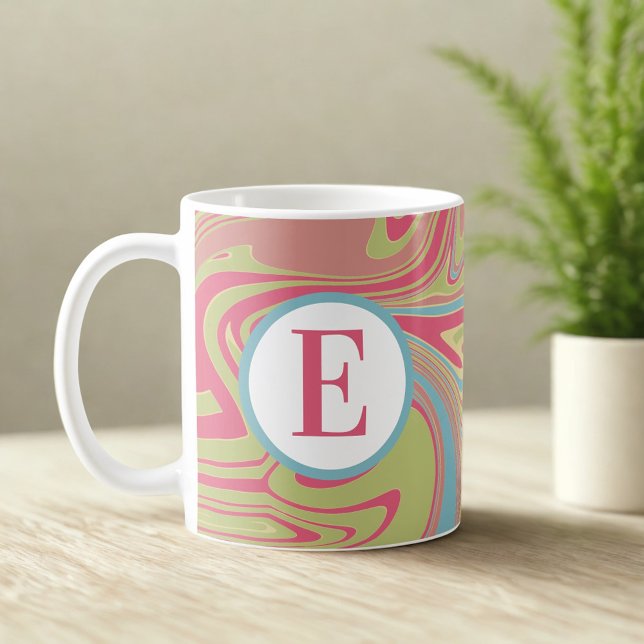 Monogram Rosa Marmor Kaffemugg (Skapare uppladdad)