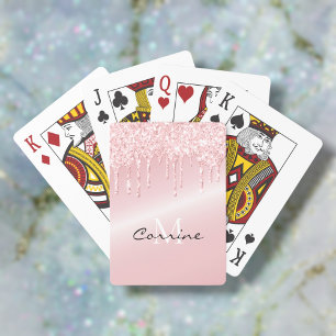 Monogram Rosa Metallic Dripping Glitter Casinokort