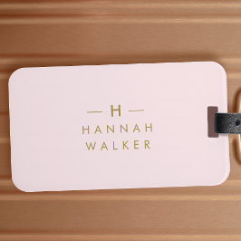 Monogram  Rosa | Minimalistisk Elegant Guld Bagagebricka