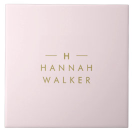 Monogram  Rosa | Minimalistisk Elegant Guld Kakelplatta