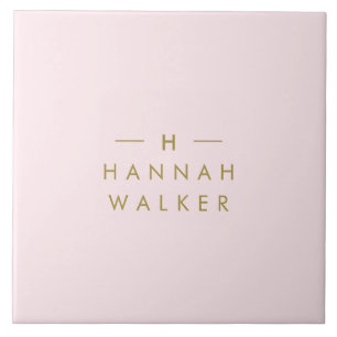 Monogram  Rosa   Minimalistisk Elegant Guld Kakelplatta
