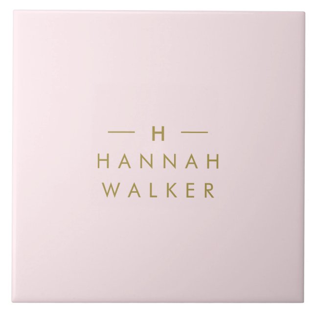 Monogram  Rosa | Minimalistisk Elegant Guld Kakelplatta (Framsidan)