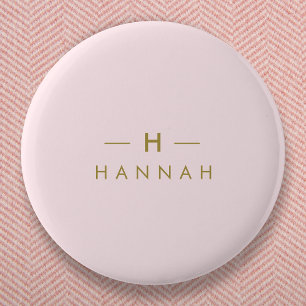 Monogram Rosa Minimalistisk Elegant Guld Knapp