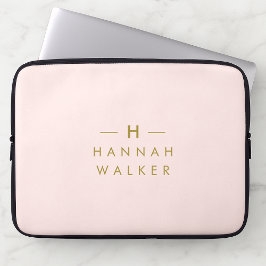 Monogram  Rosa | Minimalistisk Elegant Guld Laptop Fodral