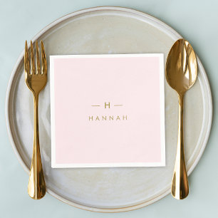 Monogram Rosa Minimalistisk Elegant Guld Pappersservett