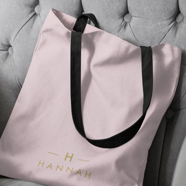 Monogram  Rosa | Minimalistisk Elegant Guld Tygkasse (Skapare uppladdad)