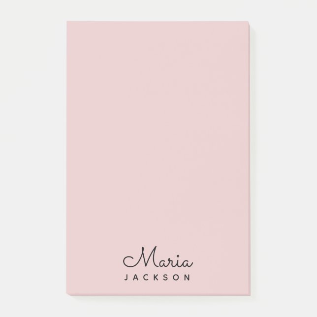 Monogram  Rosa Minimalistiskt kvinninin Post-it Block (Framsida)