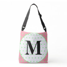 Monogram Rosa Mint Grönt Polka dots