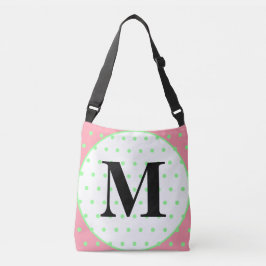 Monogram Rosa Mint Grönt Polka dots Axelväska