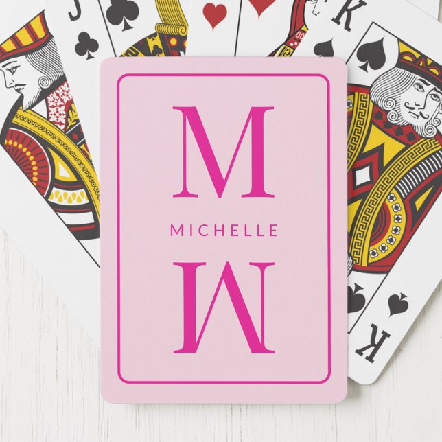 Monogram Rosa Modern Initialt Snyggt Chic Enkelt G Casinokort (Monogram Pink Modern Inital Girly Chic Simple Glam Poker Cards)