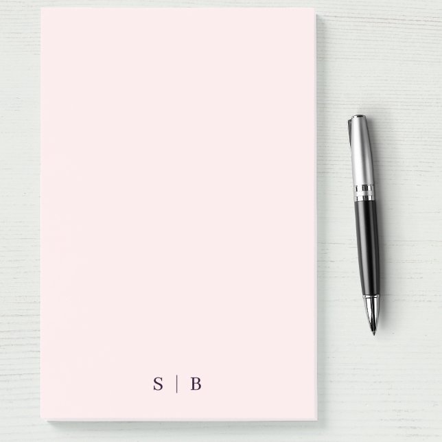 Monogram Rosa  Modern Minimalist Post-it Block (Monogram Pink Blush Modern Minimalist Post-it Notes)