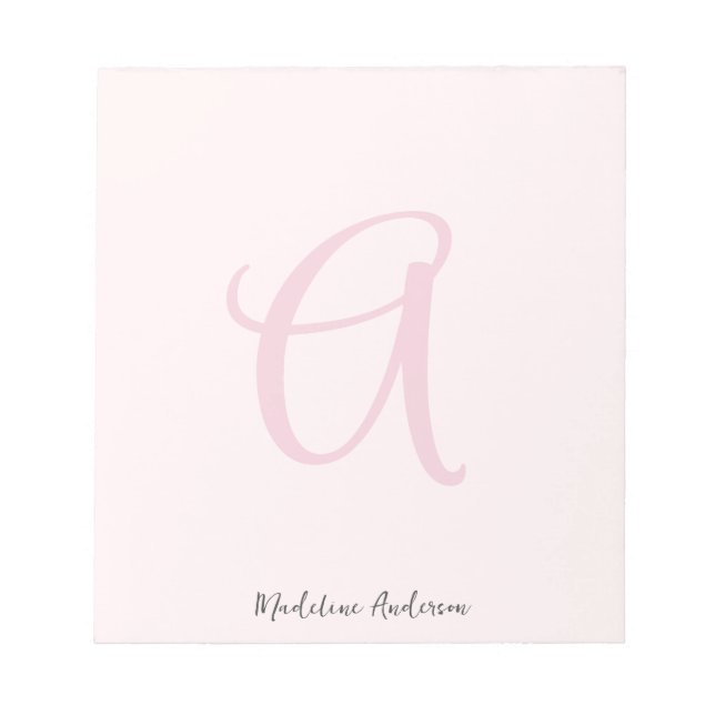 Monogram  Rosa Modern minimalistisk kvinnlig kvinn Anteckningsblock (Framsida)