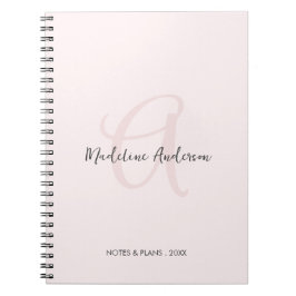 Monogram  Rosa Modern minimalistisk kvinnlig kvinn Anteckningsbok