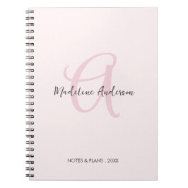 Monogram  Rosa Modern minimalistisk kvinnlig kvinn Anteckningsbok