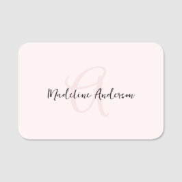 Monogram  Rosa Modern minimalistisk kvinnlig kvinn Namnbricka