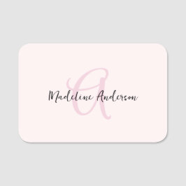 Monogram  Rosa Modern minimalistisk kvinnlig kvinn Namnbricka