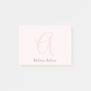 Monogram  Rosa Modern minimalistisk kvinnlig kvinn Post-it Block