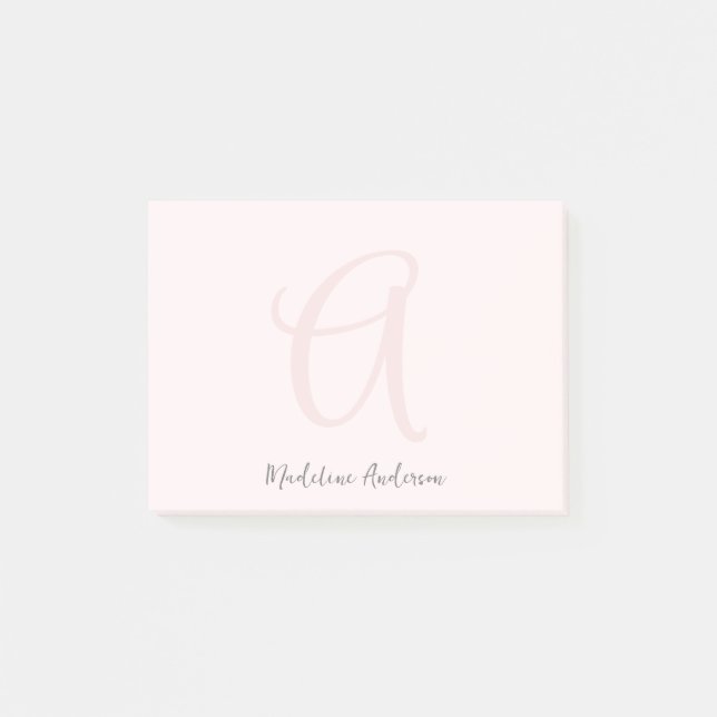 Monogram  Rosa Modern minimalistisk kvinnlig kvinn Post-it Block (Framsida)