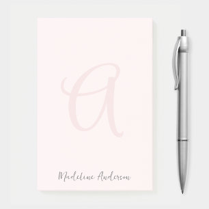 Monogram  Rosa Modern minimalistisk kvinnlig kvinn Post-it Block