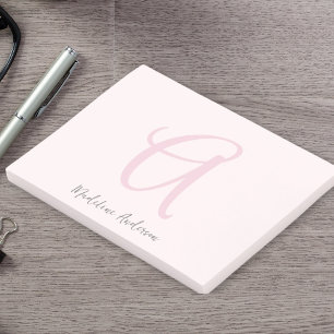 Monogram  Rosa Modern minimalistisk kvinnlig kvinn Post-it Block