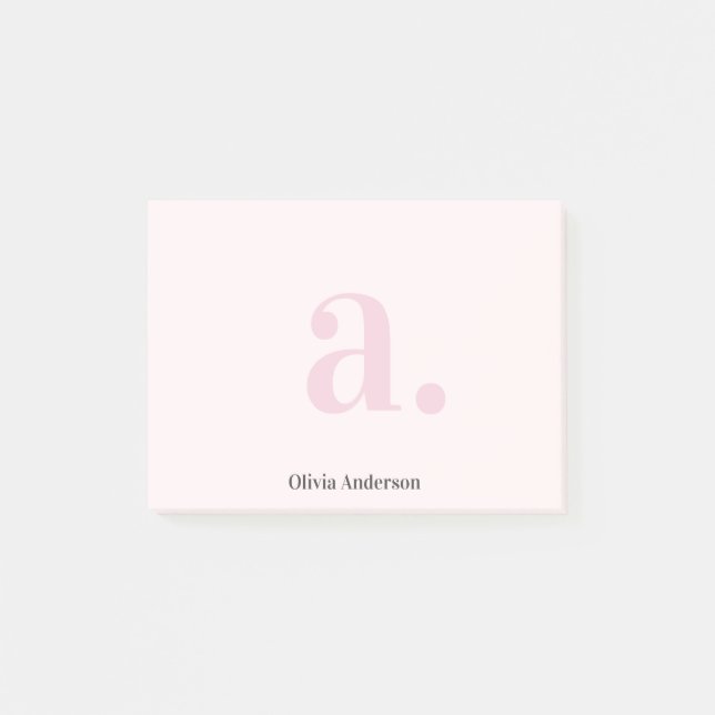 Monogram  Rosa Modern minimalistisk kvinnlig kvinn Post-it Block (Framsida)