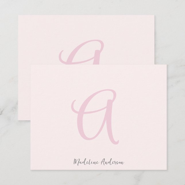 Monogram  Rosa Modern minimalistisk kvinnlig kvinn Tack Kort (Fram/baksida)