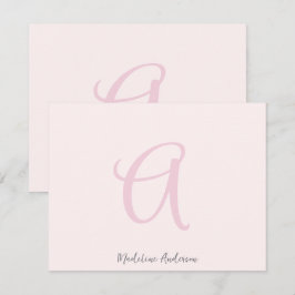 Monogram  Rosa Modern minimalistisk kvinnlig kvinn Tack Kort