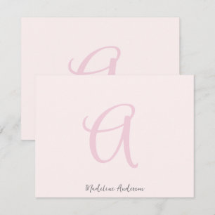 Monogram Rosa Modern minimalistisk kvinnlig kvinn Tack Kort