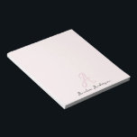 Monogram  Rosa | Modernt, minimalistiskt kvinnligt Anteckningsblock<br><div class="desc">En enkel anpassningsbar i monogram med en modern,  minimalistisk,  handskriven manustypografi i svart på elegantens  rosa. Monogrammet namn kan lätt vara personlig. Den helt personliga gåvan från back to school till lärare eller medhjälpare till tillfälle!</div>