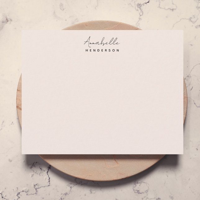 Monogram  Rosa | Modernt, minimalistiskt kvinnligt Anteckningskort (Modern minimalist blus pink monogram note card by Guava - elegant, feminine, and customizable.)